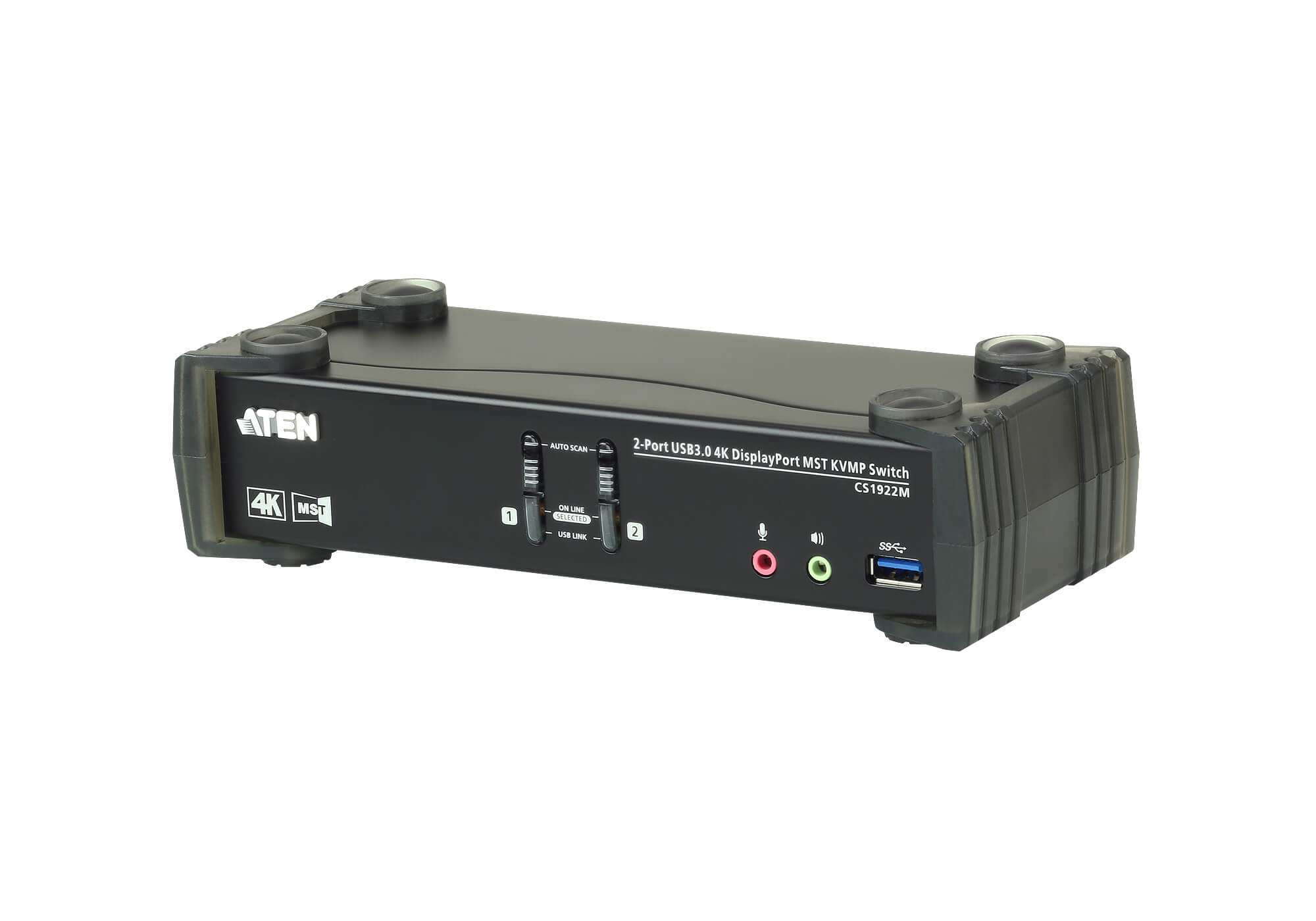 Aten Desktop KVMP Switch 2 Port Single to Dual Display 4k DisplayPort MST w/ audio, Cables Included, 2x USB Port, Selection Via Front Panel Aten Desktop KVMP Switch 2 Port Single to Dual Display 4k DisplayPort MST w/ audio, Cables Included, 2x USB Port, Selection Via Front Panel